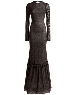 Etro Kleedjes ,Bruin ,Fit-And-Flare Kanten Avondjurk - Zwart