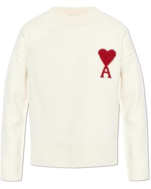 Ami Paris Wollpullover Mit Logo - Weiß