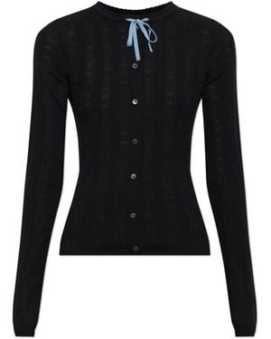 Marni Truien & Vesten ,Blauw ,Wol Vest Met Decoratief Breipatroon - Zwart