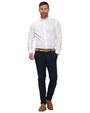 Profuomo Overhemden ,Wit ,Katoen Shirt Cutaway Sf - Blauw