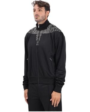 Marcelo Burlon Grafikflügel Reißverschluss Pullover - Schwarz