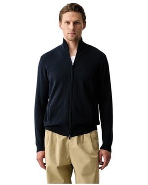 EA7 Truien & Vesten ,Blauw ,Katoen Zip Cardigan - Zwart