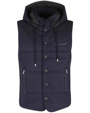 Gran Sasso Jassen ,Blauw ,Wol Gevoerde Flanellen Bodywarmer