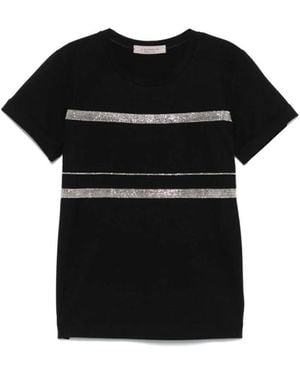 D.exterior Schwarzes T-Shirt Mit Rundhalsausschnitt Und Monili-Detail