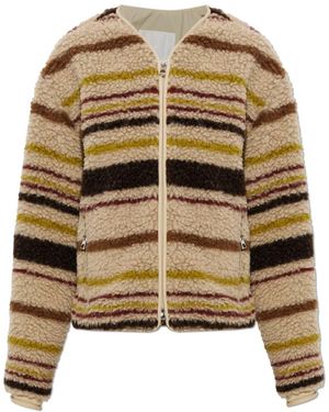 Moncler Truien & Vesten ,Bruin ,Cardigan Met Logopatch - Naturel