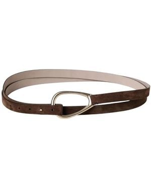 Brunello Cucinelli Beiger Wildleder-Wickelgürtel Mit Metallschnalle - Braun