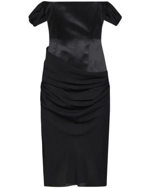 Alex Perry Off Shoulder Longline Corset Jurk - Zwart