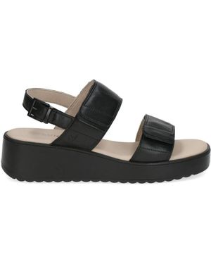 Caprice Flat Sandals - Black