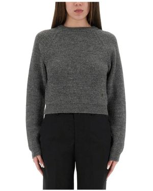 Moschino Truien & Vesten ,Grijs ,Gebreide Trui Met Ribbelstructuur