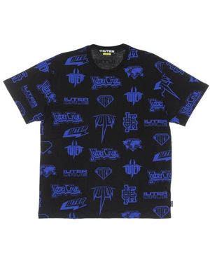 Iuter Schwarzes Horn Allover Herren T-Shirt - Blau