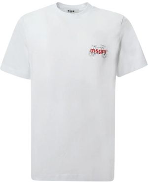 MSGM Tops ,Wit ,Katoen Cotton Jersey T-Shirt