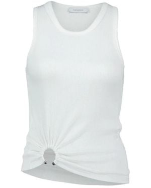 Rabanne Tops ,Wit ,Katoen Ribbed Knit Ring Detail Tank Top