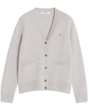 Maison Kitsuné Truien & Vesten ,Grijs ,Wol Baby Fox Wol Vest