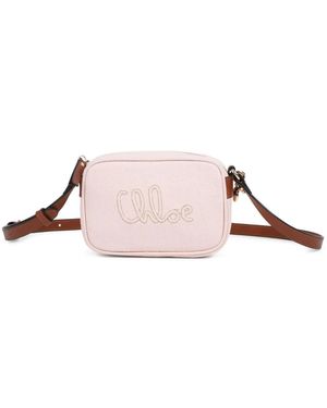 Chloé Logo-Bestickte Crossbody Bag - Pink