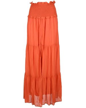 Dondup Lange Chiffon Rok Met Zijsplit - Oranje