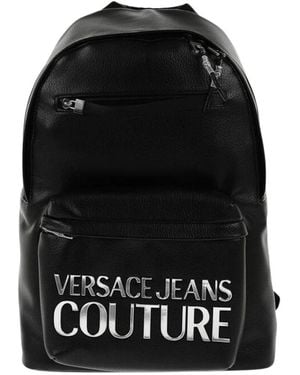 Versace Strukturierter Rucksack Aus Kunstleder Mit Silberton-Details - Schwarz