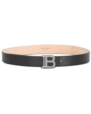 Balmain Accessoires ,Zwart ,Leer Gladde Leren B-Riem - Wit