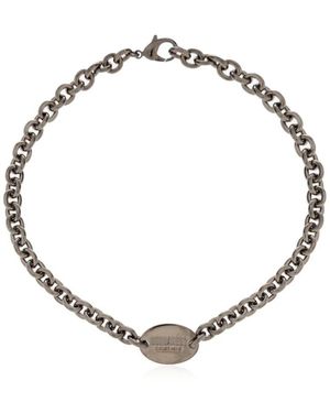 DSquared² Logo tag kette halskette ruthenium/ultrablack - Mettallic