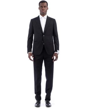 Caruso Single Breasted Suits - Black