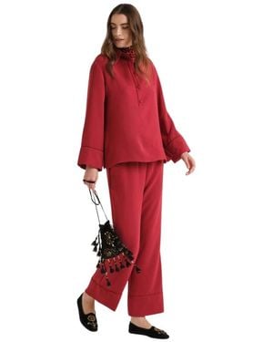 Maliparmi Broeken ,Rood ,Polyester Sablé Crepe Broek