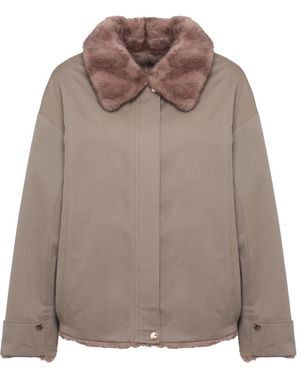 Bully Jacke Aus Baumwolle Mit Kunstpelzfutter - Grau