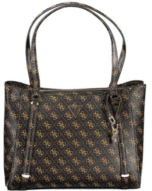 Guess Braune eco erica schultertasche mit reißverschluss - Schwarz