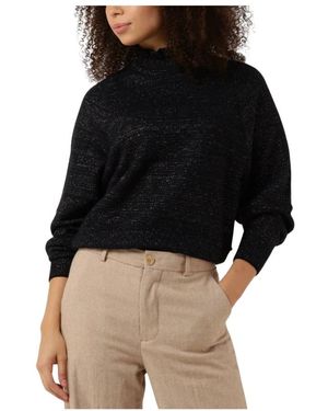 Scotch & Soda Truien & Vesten Ruffled High-Neck Lurex Pullover - Zwart