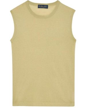 Brooks Brothers Tops ,Groen ,Katoen Zijden Blend Top - Naturel