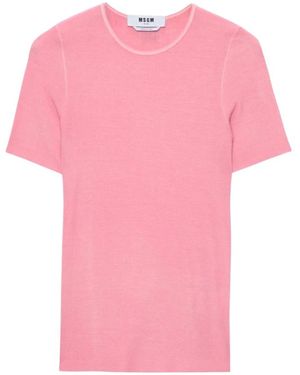 MSGM T-Shirt Van Viscose Met Korte Mouwen - Roze