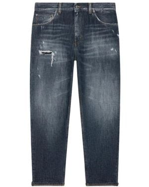 Dondup Vintage Loose Fit Denim Jeans Mit Rissen Und Patches - Blau