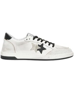 2Star Handgemaakte Italiaanse Sneakers Wit Zwart Mannen