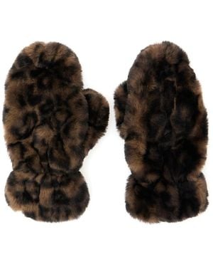 Apparis Leopardenmuster Braun Ecofur Handschuhe Frau - Schwarz