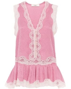Chloé Mouwloze Peplum Top - Roze