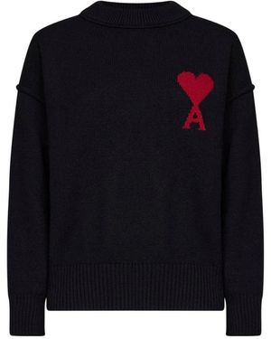 Ami Paris Trui Met Ronde Hals - Zwart