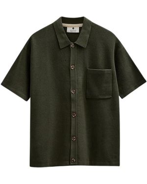 Anerkjendt Overhemden ,Groen Akvilhelm Needle Rib Ss Knit Forest Night 902192