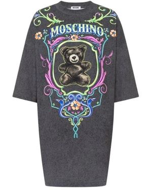 Moschino Teddy Beer Katoenen Jurk - Grijs