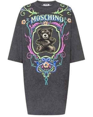 Moschino Teddy Beer Katoenen Jurk - Grijs