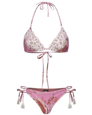 Miss Bikini Bikini-Oberteil Mit Spitzenbesatz - Pink