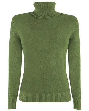 Yes-Zee Groene Viscose Trui Met Rolnek