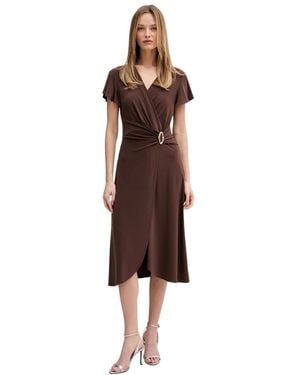 Joseph Ribkoff Wickelkleid Midi Mit Gürtel - Braun