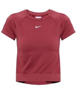 Nike Fitness ,Rood ,Polyester Logo Top - Roze