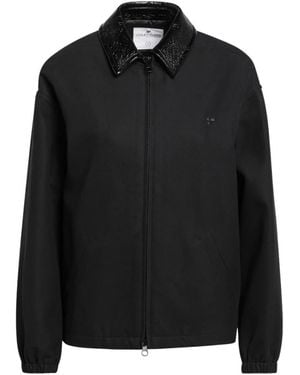 Courreges Bomberjack Met Vinylkraag Van Katoenen Canvas - Zwart