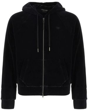Tom Ford Hoodies & Sweatvesten ,Zwart ,Zip-Through Hoodie