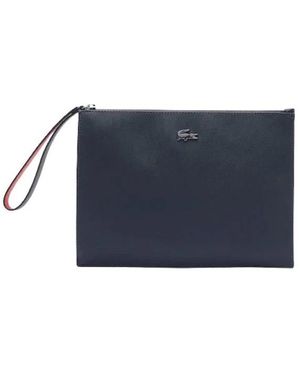 Lacoste Tassen ,Blauw ,Moderne Gecoate Canvas Clutch Met Afneembare Polsband