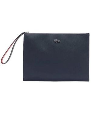Lacoste Tassen ,Blauw ,Moderne Gecoate Canvas Clutch Met Afneembare Polsband