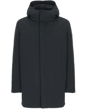 Peuterey Jassen ,Blauw ,Polyester Parka Met Capuchon En Logopatch
