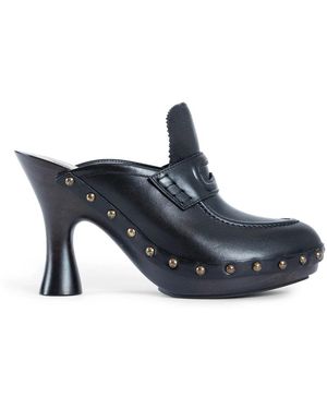 Burberry Schoenen ,Zwart ,Leer Zwarte Leren Hakken Met Studs En Uitsparing - Blauw