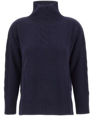 Kangra Truien & Vesten ,Blauw ,Wol Trui Met Hoge Hals En Kabelsteek