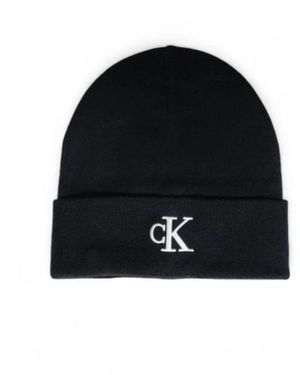 Calvin Klein Monogram Cuffed Beanie Hat - Schwarz