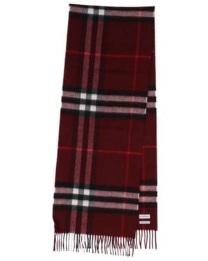 Burberry Accessoires ,Bruin ,Kasjmier Check Cashmere Sjaal - Rood